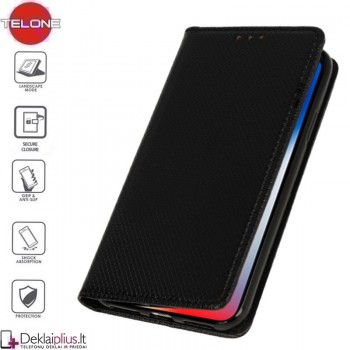 Telone smart magnet  atverčiamas dėklas - juodas (telefonui Apple Iphone 13 Pro)